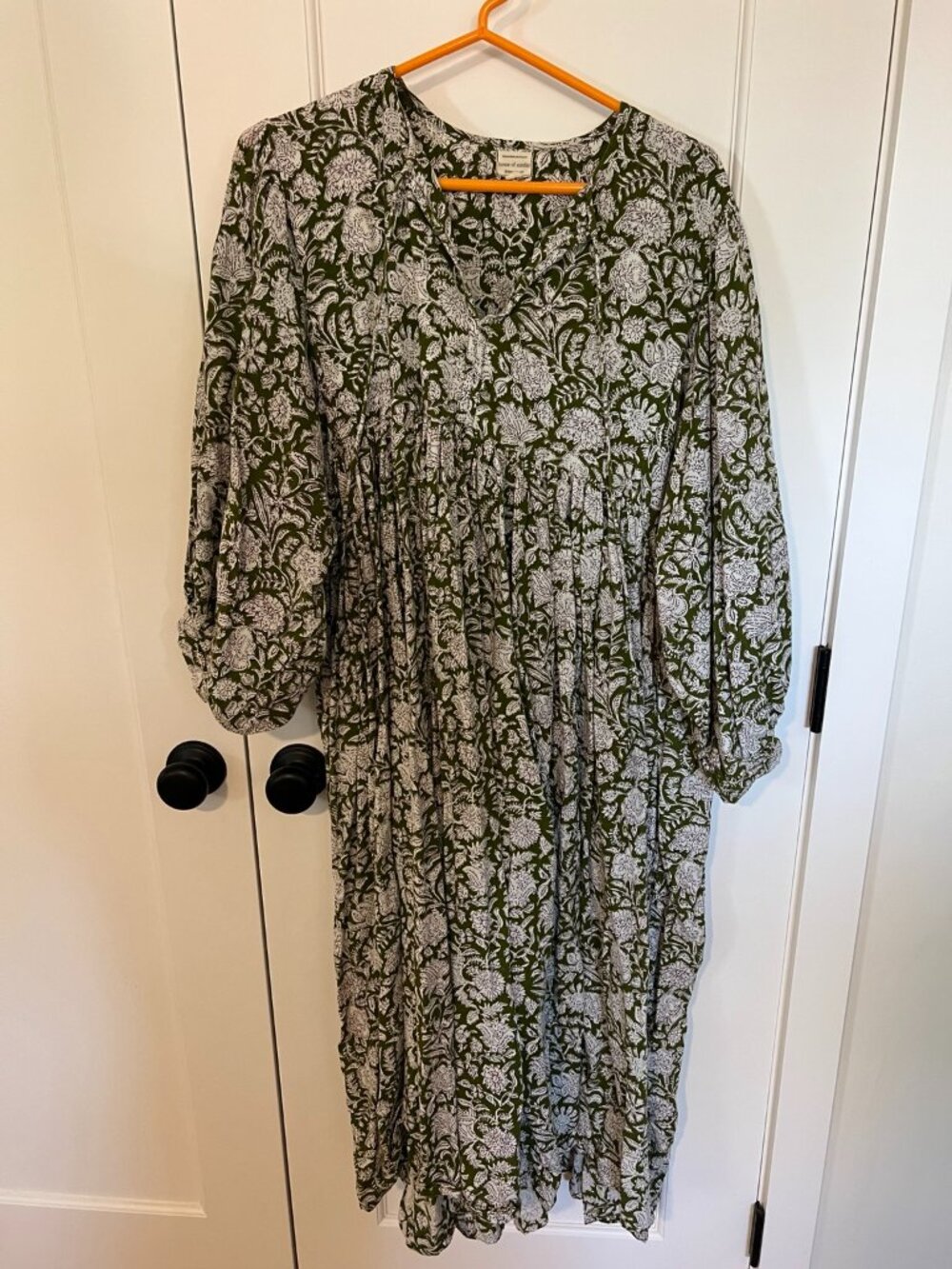 House of Sundar Green Floral Tiered Midi Maxi Dress Size L